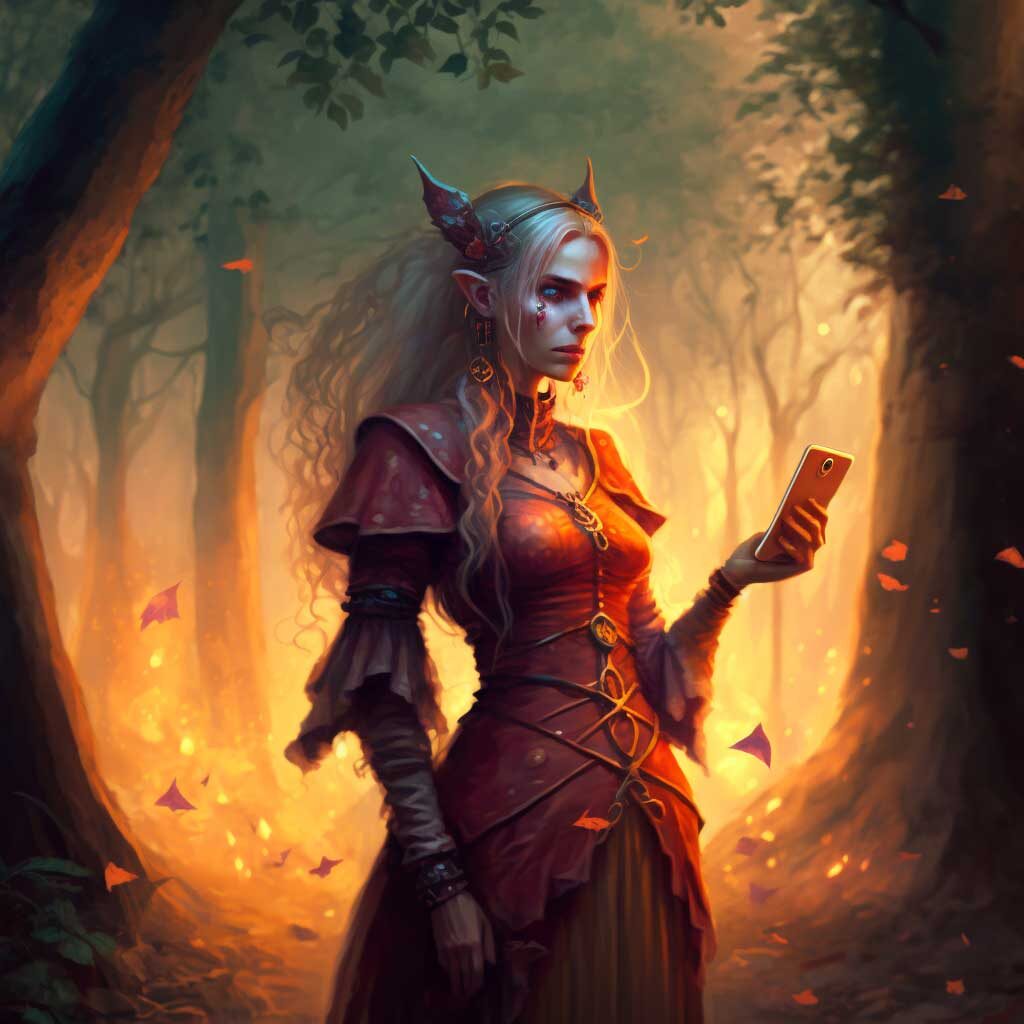 Blonde Wizard with iPhone