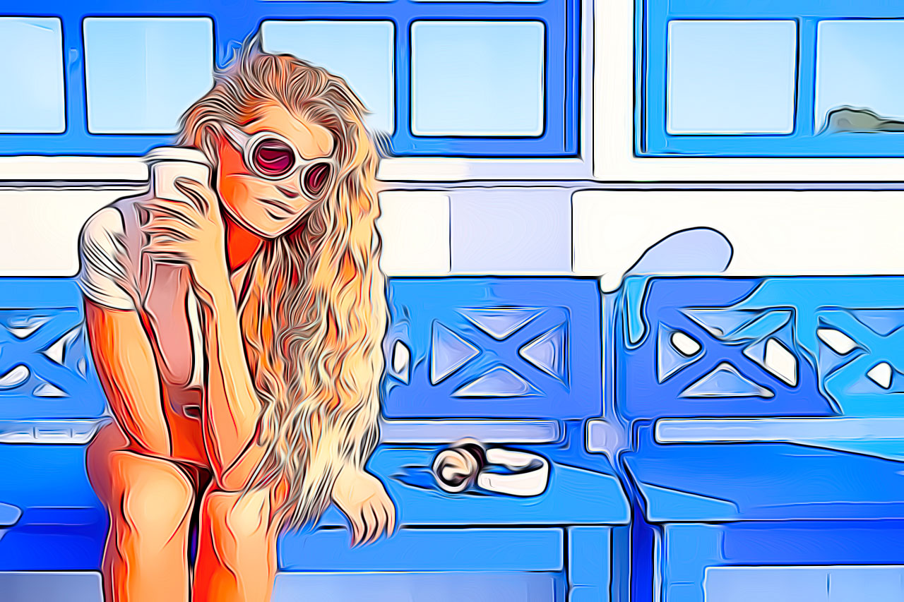 Waiting on a Blue Bench