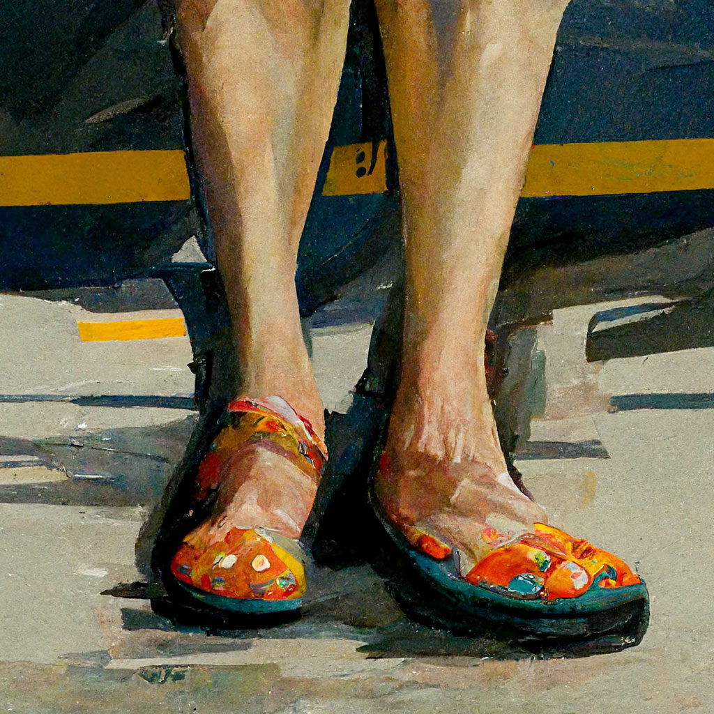 Airportsandalsheroimage|womansfeetsandalscrocsairport