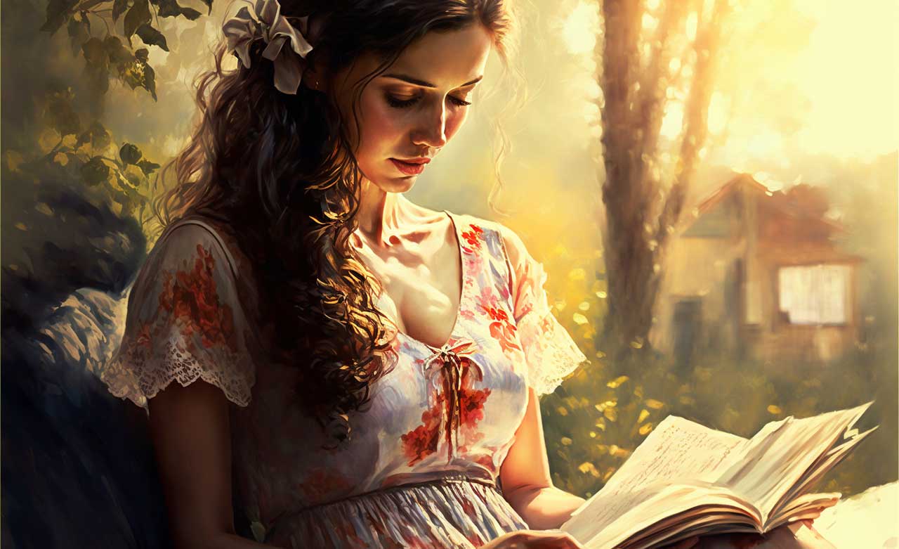 Beautiful Woman Reading Poetry