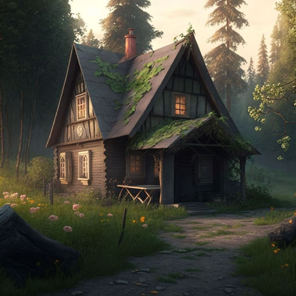 Cabin on the Outskirts of a Village